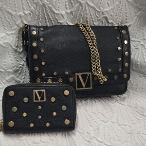 Victoria's Secret Black Crossbody Bag with Gold Accents